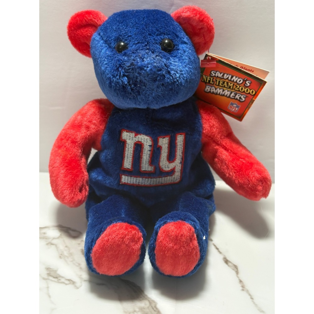 New York Giants Salvino's NFL Team 2000 Bammers Plush Bear Blue Red Vintage Toy‎